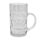 Boland 54249 - Bierkrug aus Glas, 1 Liter, Maßkrug für Party, Geburtstag oder Bierfest, Trinkglas...