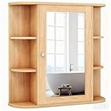 GIANTEX Spiegelschrank Badezimmer, Hängeschrank mit Spiegel, Badezimmerspiegel 10 Ablagen,...