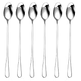 6 -teilig Latte Macchiato Löffel Set, 19.5cm Edelstahl Eislöffel, Joghurtlöffel, Teelöffel...