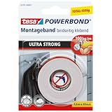 tesa Powerbond ULTRA STRONG - Doppelseitiges, extra starkes Montageband zur permanenten Befestigung...