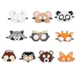 Shirene Tiermasken,10 Stück Masken für Kinder,Tiermasken für...