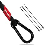 ECENCE 3X Spanngummi mit Karabiner aus Edelstahl 60cm in Schwarz Latex Spanngurte, Gepäckspanner,...