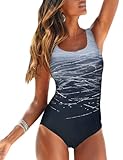 Bsubseach Ein Stück Badeanzug für Frauen Tummy Control Badeanzug Criss Cross Back Beach Bademode L