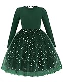 Arshiner Mädchen Kleider Tüll Glitzer Langarmkleid Kinder Faltenkragen A-Linie Partykleid...