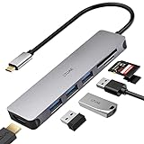 USB C Hub, USB C Adapter mit 4K HDMI Ausgang, 3 USB 3.0-Anschlüsse, SD/TF Kartenleser, kompatibel...