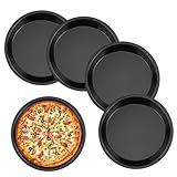 YiliYa Pizzablech Pizzateller Rund ø 18cm Antihaftbeschichtet Pizzabackform Carbonstahl Schwarz...