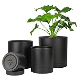 T4U 10/12,5/15/17,5cm Kunststoff Blumentopf mit Mehrere Ablauflöchern, 4er-Set Übertopf...