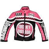 Mädchen Motorradjacke in rosa für Kinder, Bikerjacke, Racing Jacke (M)