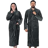 Gräfenstayn® Damen & Herren Kuschelfleece Bademantel ohne Kapuze mit Öko-Tex Standard 100 in...