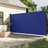 Somanki Seitenmarkise Blau 200x500 cm, Sichtschutz Terrasse, Windschutz Balkon, Vertikalmarkise,...