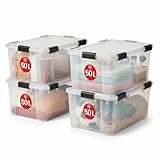 Iris Ohyama Luftdichte Kunststoff-Aufbewahrungsboxen mit Deckel, 50L, 4er-Set, Transparent,...
