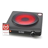 TZS First Austria - Kochplatte Infrarot 1er Glaskeramik-Herdplatte ALLE Topfarten 1250W -...