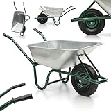 MIDORI® Schubkarre mit 100 Liter Volumen & 210 kg Tragkraft | Bauschubkarre mit Luftreifen &...