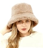 Lina & Lily Winter Pelzmütze Fischerhut Damen Herren aus Kunstfell (Beige)