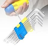 CCLIFE Innensechskantschlüssel Set HEX mit Griff 13tlg, mit Kugelkopf, 1,27 bis 10mm Set lange CRV,...