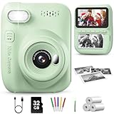 GREENKINDER Sofortbildkamera Kinder,14MP 3.0 Zoll Bildschirm Kinderkamera Sofortbildkamera mit 32G...