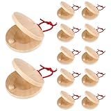 12 Stück Holz-Kastagnetten, Finger-Percussion-Musikinstrumente für Kinder und Erwachsene,...