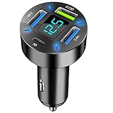 4-Port USB C Auto Ladegerät Zigarettenanzünder Adapter, 50W QC3.0,PD Schnellladegerät mit LED...