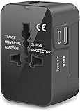 Reiseadapter Weltweit Universal Reisestecker, Internationaler Steckdosenadapter mit USB C & USB A...