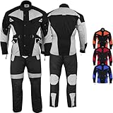 German Wear 2-teiler Motorradkombi Cordura Textilien Motorradjacke + Motorradhose (Grau, 52)