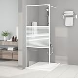 BaraSh Duschwand für Begehbare Dusche Weiß 80x195 cm ESG-Klarglas Walk-in Dusche Duschabtrennung...