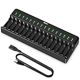 BONAI AA AAA Akku Ladegerät 16 Slot Universal LED Batterieladegerät Intelligentes Akkuladegerät...