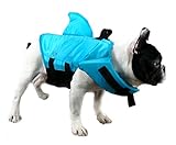 GabeFish Shark Schwimmwesten für Hunde, blau, orange, Badebekleidung für Katzen, blau, klein