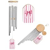 Windspiel mit Aquarell-Schleife auf hellrosa und weißen vertikalen Streifen, Gedenkspiel, tiefer...