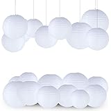12er Lampions Papierlaterne, LISOPO Weiße Papier Laterne Lampenschirm Lampion Runde Laterne...
