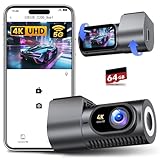 CIEVIE Dashcam Auto Vorne 4K, 1,5' IPS Display & 5G WiFi & 64GB Karte, 360° Drehbar Mini Dash Cam,...
