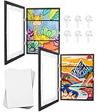 2 Stück Kinder Kunst Bilderrahmen Holz,Aufklappbarer Rahmen Für Kinderzeichnungen,Kinder Kunst...