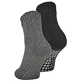 2 | 4 | 6 Paar ABS Socken Herren Damen Anti Rutsch Socken mit Wolle 21463 WP (Schwarz/Anthrazit 2...