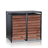 Zelsius Mülltonnenbox 2er Mülltonnen | (B) 132 x (T) 80 x (H) 117 cm | Anthrazit RAL7016 | Tür in...