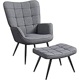 Yaheetech Relaxsessel mit Hocker Lehnstühle Vintage Retro Sessel Polstersessel Ohrensessel fürs...