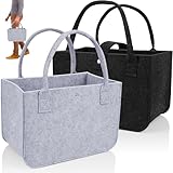 PUWOWYE 2 Stück Filztaschen Shopper, Filztasche, Faltbar Tragetasche Shopping Bag, Tasche Filz zur...