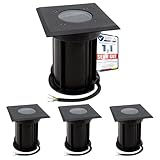 linovum BOQU 4er Set Einbauleuchte Boden Aussen GU10 Fassung - Bodeneinbaustrahler schwarz IP67...