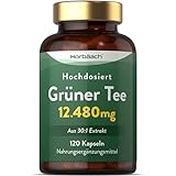 Grüntee Extrakt 12480 mg pro Tagesdosis | 120 Pulver Kapseln | Hochdosiert Green Tea | Vegane | von...