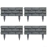 Garteneinfassung für Blumenbeete, 4 Stück, Kunststoff, Rasenbegrenzung, einfache Installation,...