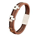 MHZSSC Herren Armband,Lederarmbänder für Herren,Magnetarmband für Herren,Mehrlagiges Geflochtenes...