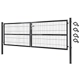 V2Aox Gartentor Tor Gartenzaun Zaun 300x100 cm Doppelflügelig Gartentür aus Metall für...