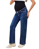 JIMYICLR Umstandsjeans für Damen, gerades Bein über dem Bauch, dehnbar,...