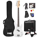 MAX GigKit Bassgitarre Set, E Bass Gitarre, Bass Guitar mit Gitarrenverstärker, Tasche,...