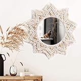 Gokelomg 40CM Boho Makramee Wandspiegel, Rund, Aesthetic Wanddeko Schlafzimmer, Wandbehang...