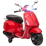 AIYAPLAY Elektro Kindermotorrad, Vespa 6V Elektromotorrad mit MP3, USB, FM-Radio, LED-Scheinwerfer,...