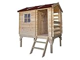 Timbela Kinderspielhaus aus Holz - Spielhaus im Freien für Kinder - B146xL181xH205 cm/1,1m2...