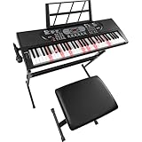 Jacgood Keyboard Piano 61 Tasten mit Leuchttasten, E Piano für Anfänger, Digitalpiano mit...