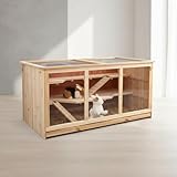 Mucola Kleintierkäfig 117x63x58 cm Kleintiergehege 3 stöckig Holz Hamsterkäfig inklusive...