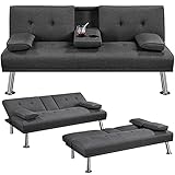 Yaheetech Klappbares Schlafsofa Couch Sofa mit Schlaffunktion Bettsofa mit Großer Liegefläche von...