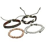 Morain Herren-Armband, modisch, handgewebt, mehrlagig, Juteseil und Lederarmband