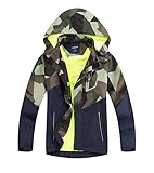 LAUSONS Kinder Gefütterte Regenjacke Jungen Camouflage Wasserdicht Jacke Leichte Übergangsjacke...